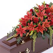 Lily and Rose Casket Spray - Red 4ft